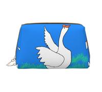 WZYCWB Borsa cosmetica da viaggio in pelle, oca bianca allarga la borsa cosmetica portatile delle ali, borsa cosmetica di grande capacità con tasche,