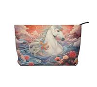 WZYCWB Borsa cosmetica da viaggio stampata a casa, perfetta per viaggi di lavoro e vacanze., Cavalli nel fiume, Taglia unica