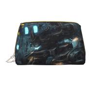 WZYCWB Borsa cosmetica del cuoio del robot futuro con le tasche, borsa cosmetica portatile di viaggio, borsa cosmetica di grande capacità,