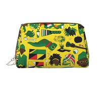 WZYCWB Borsa cosmetica di cuoio degli elementi giamaicani con le tasche, borsa cosmetica portatile di viaggio, borsa cosmetica di stoccaggio di grande