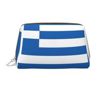WZYCWB Borsa cosmetica di cuoio della bandiera greca con le tasche, borsa cosmetica portatile di viaggio, borsa cosmetica di grande capacità,