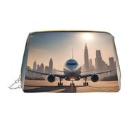 WZYCWB Borsa cosmetica di cuoio dell'aereo di atterraggio con le tasche, borsa cosmetica portatile di viaggio, borsa cosmetica di grande capacità,