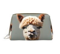 WZYCWB Borsa cosmetica di cuoio dell'avatar dell'alpaca con le tasche, borsa cosmetica portatile di viaggio, borsa cosmetica di grande capacità,