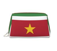WZYCWB Borsa cosmetica di viaggio di cuoio, borsa cosmetica portatile della bandiera del Suriname, borsa cosmetica di stoccaggio cosmetica di grande