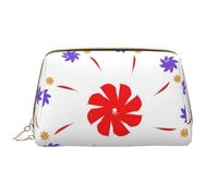 WZYCWB Borsa cosmetica di viaggio di cuoio, borsa cosmetica portatile girante a otto vie del fiore, borsa cosmetica di stoccaggio cosmetica di grande capacità con