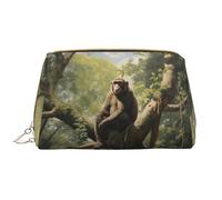 WZYCWB Borsa cosmetica di viaggio di cuoio, scimmia seduta su una borsa cosmetica portatile dell'albero, borsa cosmetica di grande capacità con tasche,
