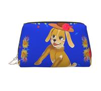 WZYCWB Borsa cosmetica in pelle con motivo a foglie rosse, perfetta per il trasporto o l'organizzazione della casa, Cane Danzante Cartoon, Taglia unica