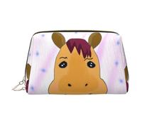 WZYCWB Borsa cosmetica in pelle con motivo a foglie rosse, perfetta per il trasporto o l'organizzazione della casa, Testa di Cavallo Cartoon, Taglia unica