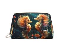 WZYCWB Borsa cosmetica in pelle con motivo balene assassine, perfetta per il trasporto o l'organizzazione della casa, Bella coppia di cavallucci marini, Taglia unica