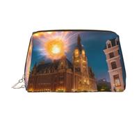 WZYCWB Borsa cosmetica in pelle con motivo floreale, perfetta per il trasporto o l'organizzazione della casa, Strada Rosso Fuoco, Taglia unica