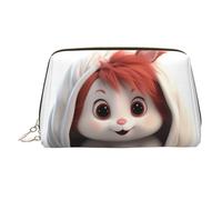 WZYCWB Borsa cosmetica in pelle con motivo gatto in stile cartone animato, perfetta per il trasporto o l'organizzazione della casa, Coniglietto soffice, Taglia unica