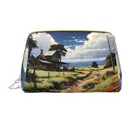 WZYCWB Borsa cosmetica in pelle idilliaca con tasche, borsa cosmetica portatile da viaggio, borsa cosmetica di grande capacità,