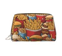 WZYCWB Borsa cosmetica in pelle stampata con molti gustosi alimenti, elegante e portatile, Molte patatine fritte carine, Taglia unica