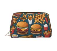 WZYCWB Borsa cosmetica in pelle stampata con molti gustosi alimenti, elegante e portatile, Un sacco di cibo gustoso, Taglia unica