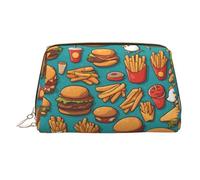 WZYCWB Borsa cosmetica in pelle stampata con molti gustosi alimenti, elegante e portatile, Un sacco di patatine fritte Cartoon Burger, Taglia unica