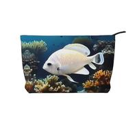 WZYCWB Borsa cosmetica in velluto a coste con pesce bianco-oro, borsa da donna portatile con cerniera, adatta per viaggi e conservazione quotidiana, cosmetici