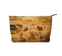 WZYCWB Borsa cosmetica in velluto a coste con raccolta del grano, borsa da donna portatile con cerniera, adatta per viaggi e conservazione quotidiana, cosmetici