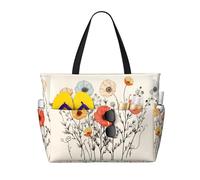 WZYCWB Borsa da spiaggia con fiore lineare grande borsa da viaggio palestra piscina cerniera borsa portaoggetti