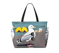 WZYCWB Borsa da spiaggia con gabbiano carino borsa da viaggio grande borsa da palestra piscina borsa con cerniera
