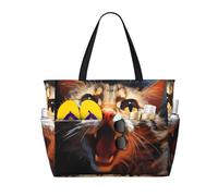WZYCWB Borsa da spiaggia con testa di gatto a bocca aperta grande borsa da viaggio borsa da palestra piscina borsa con cerniera