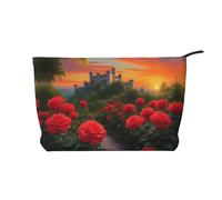 WZYCWB Borsa da toeletta con motivo gatto rosa in stile cartone animato, essenziale per organizzare cosmetici e prodotti per la cura della pelle., Un Castello Bellissimo, Taglia unica