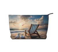 WZYCWB Borsa da toeletta con motivo gatto rosa in stile cartone animato, essenziale per organizzare cosmetici e prodotti per la cura della pelle., Bellissimo Cielo Blu e Mare, Taglia unica