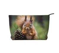 WZYCWB Borsa da toeletta con motivo maculato di frutto della passione, essenziale per organizzare cosmetici e prodotti per la cura della pelle., Scoiattolo che tiene una pigna, Taglia unica