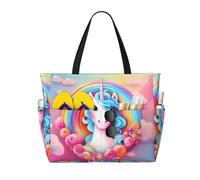 WZYCWB Borsa da viaggio con stampa di unicorno arcobaleno per nuoto e fitness/shopping al supermercato/vacanze al mare