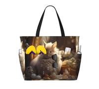 WZYCWB Borsa da viaggio da spiaggia stampata con coniglietto lucido per nuoto e fitness/shopping al supermercato/vacanza al mare