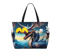 WZYCWB Borsa da viaggio da spiaggia stampata con drago ruggente per nuoto e fitness/shopping al supermercato/vacanze al mare