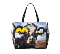 WZYCWB Borsa da viaggio da spiaggia stampata con mucca carina per nuoto e fitness/shopping al supermercato/vacanza al mare