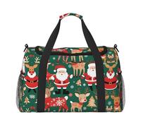 WZYCWB Borsa da viaggio invernale con stampa di Babbo Natale. Perfetta per allenamento yoga, brevi viaggi e attrezzatura da nuoto., Babbo Natale e cervo di Natale, Taglia unica