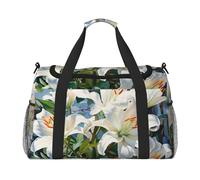 WZYCWB Borsa da viaggio per fitness con stampa di fiori che ballano con balene. Perfetta per allenamento yoga, brevi viaggi e attrezzatura da nuoto., Gigli in fiore, One Size