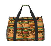 WZYCWB Borsa da viaggio portatile con Babbo Natale invernale borsa da yoga fitness adatta per il fitness e altri scenari, Molti simpatici hamburger, Taglia unica