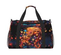 WZYCWB Borsa da viaggio portatile con cane ragazza con fiori borsa da viaggio per il fine settimana borsa fitness yoga adatta per fitness e altri scenari, Note musicali colorate., Taglia unica