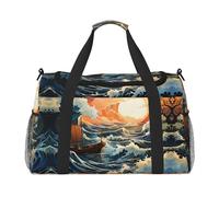 WZYCWB Borsa da viaggio portatile con girasoli sotto il davanzale della finestra Borsa da viaggio per il fine settimana borsa fitness yoga adatta per fitness e altri scenari, Mare e Vela, Taglia unica