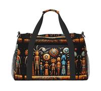 WZYCWB Borsa da viaggio portatile con girasoli sotto il davanzale della finestra Borsa da viaggio per il fine settimana borsa fitness yoga adatta per fitness e altri scenari, Totem Primitivo, Taglia