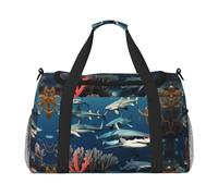 WZYCWB Borsa da viaggio portatile con squalo sottomarino, borsa da viaggio per il fine settimana, adatta per fitness e altri scenari, Squali sotto il mare, Taglia unica