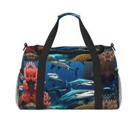 WZYCWB Borsa da viaggio portatile con squalo sottomarino, borsa da viaggio per il fine settimana, adatta per fitness e altri scenari, Corallo Squalo Submarine, Taglia unica