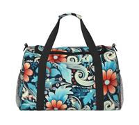 WZYCWB Borsa da viaggio rotonda con petali astratti borsa da viaggio per il fine settimana borsa fitness yoga adatta per fitness e altri scenari, Modelli decorativi retrò, Taglia unica