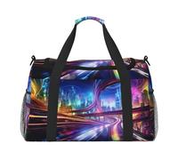 WZYCWB Borsa da viaggio rotonda con petali astratti borsa da viaggio per il fine settimana borsa fitness yoga adatta per fitness e altri scenari, Strade del futuro, Taglia unica