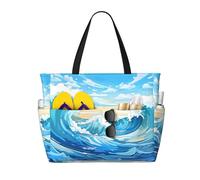 WZYCWB Borsa da viaggio stampata con onde ondulate per nuoto e fitness/shopping al supermercato/vacanze al mare