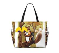 WZYCWB Borsa da viaggio stampata con scoiattolo che mangia noci per nuoto e fitness/shopping al supermercato/vacanza al mare