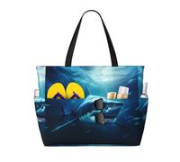 WZYCWB Borsa da viaggio stampata con squali sotto il mare per nuoto e fitness/shopping al supermercato/vacanza al mare