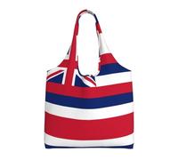 WZYCWB Borsa in tela con stampa con bandiera delle Hawaii, borsa in tela alla moda per tutti i giorni, adatta per viaggi e shopping, nera, taglia unica