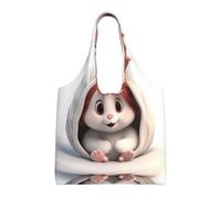 WZYCWB Borsa in tela monospalla stampata con coniglietto soffice, borsa di tela quotidiana alla moda, adatta per viaggi e shopping quotidiani, nera, taglia unica