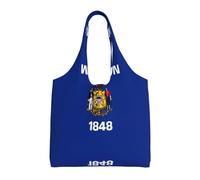 WZYCWB Borsa in tela stampata con bandiera del Wisconsin, borsa in tela alla moda, adatta per viaggi e shopping quotidiani