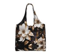WZYCWB Borsa in tela stampata con gigli dorati, borsa in tela alla moda, adatta per viaggi quotidiani e shopping