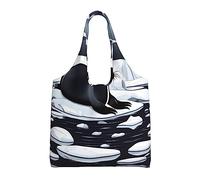 WZYCWB Borsa in tela stampata con sigilli sul ghiaccio, borsa in tela alla moda per tutti i giorni, adatta per viaggi e shopping, nera, taglia unica
