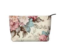 WZYCWB Borsa per cosmetici con stampa a forma di cristallo vintage, perfetta per viaggi di lavoro e viaggi., Flora vibrante, Taglia unica